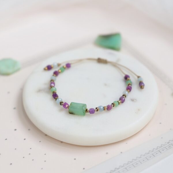 bransoletka chryzopraz rubin akwamaryn