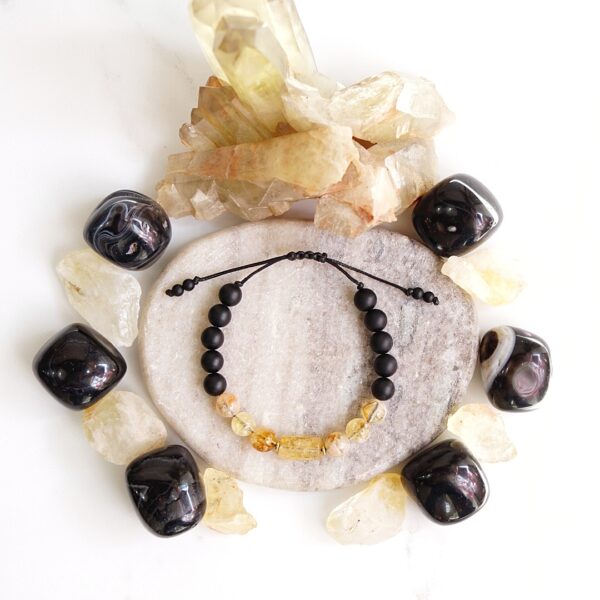 męska bransoletka onyks i cytryn z góry