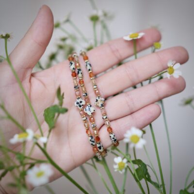 Bransoletka z jaspisem dalmatyńskim, cytrynem i karneolem, Amulet Szczęśliwego Życia kilka