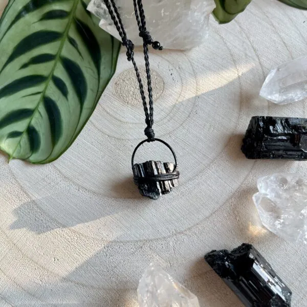 Czarny Turmalin Naszyjnik Pleciony